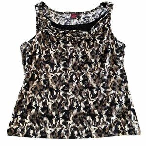 212 Collection Blouse Women's Size Large Sleeveless Tan Black Ladies Y2k